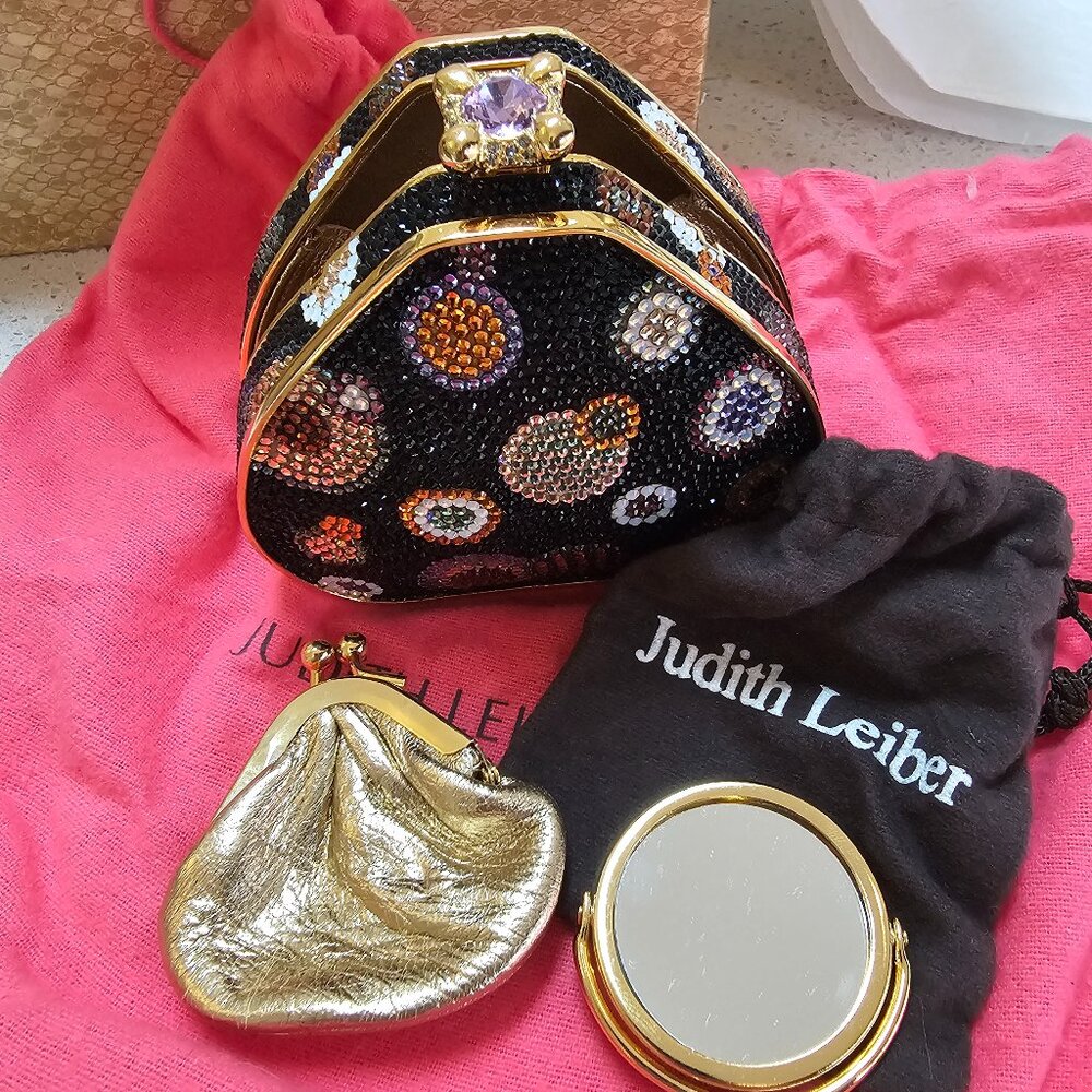 Judith Leiber beaded Bellagio minaudiere clutch LE #7 of 13 made